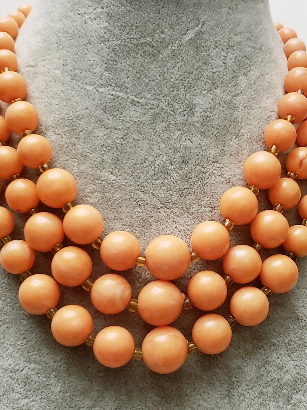 Classic Orange Bold Bead Multi-Strand Necklace - Unbranded